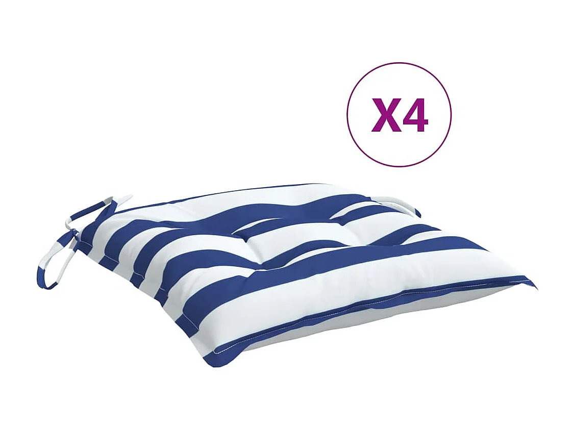 Almofadões para cadeira 4 peças tecido oxford riscas azul/branco