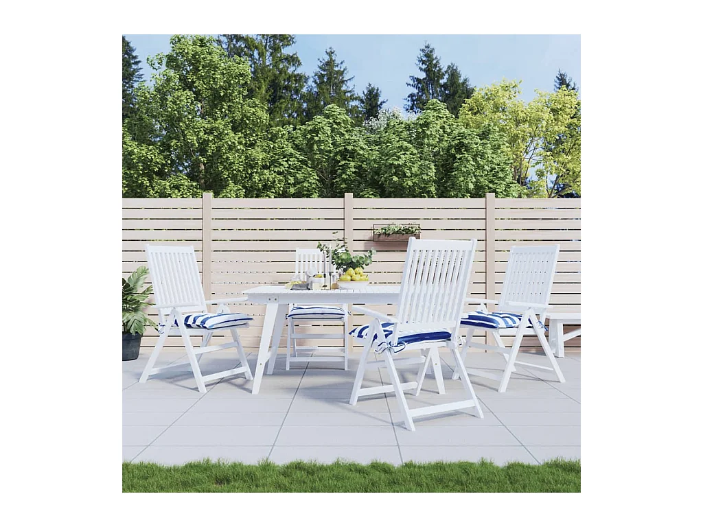 Coussins de chaise 4 pièces rayures bleues et blanches 50x50x7 cm