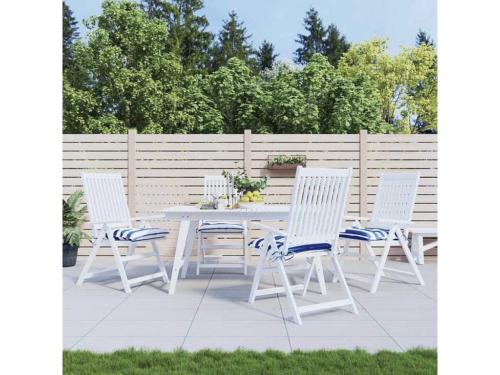 Coussins de chaise 4 pièces rayures bleues et blanches 50x50x7 cm