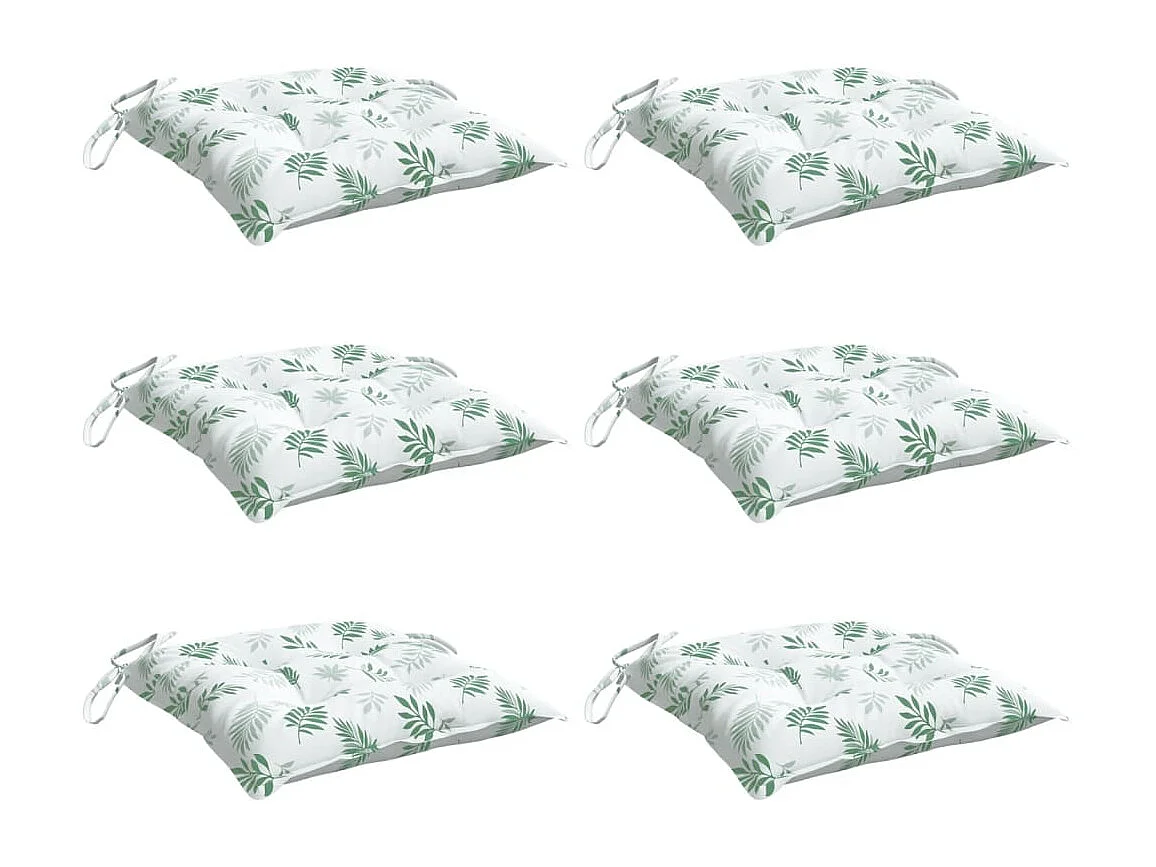 Stoelkussens 6 st 50x50x7 cm stof bladpatroon