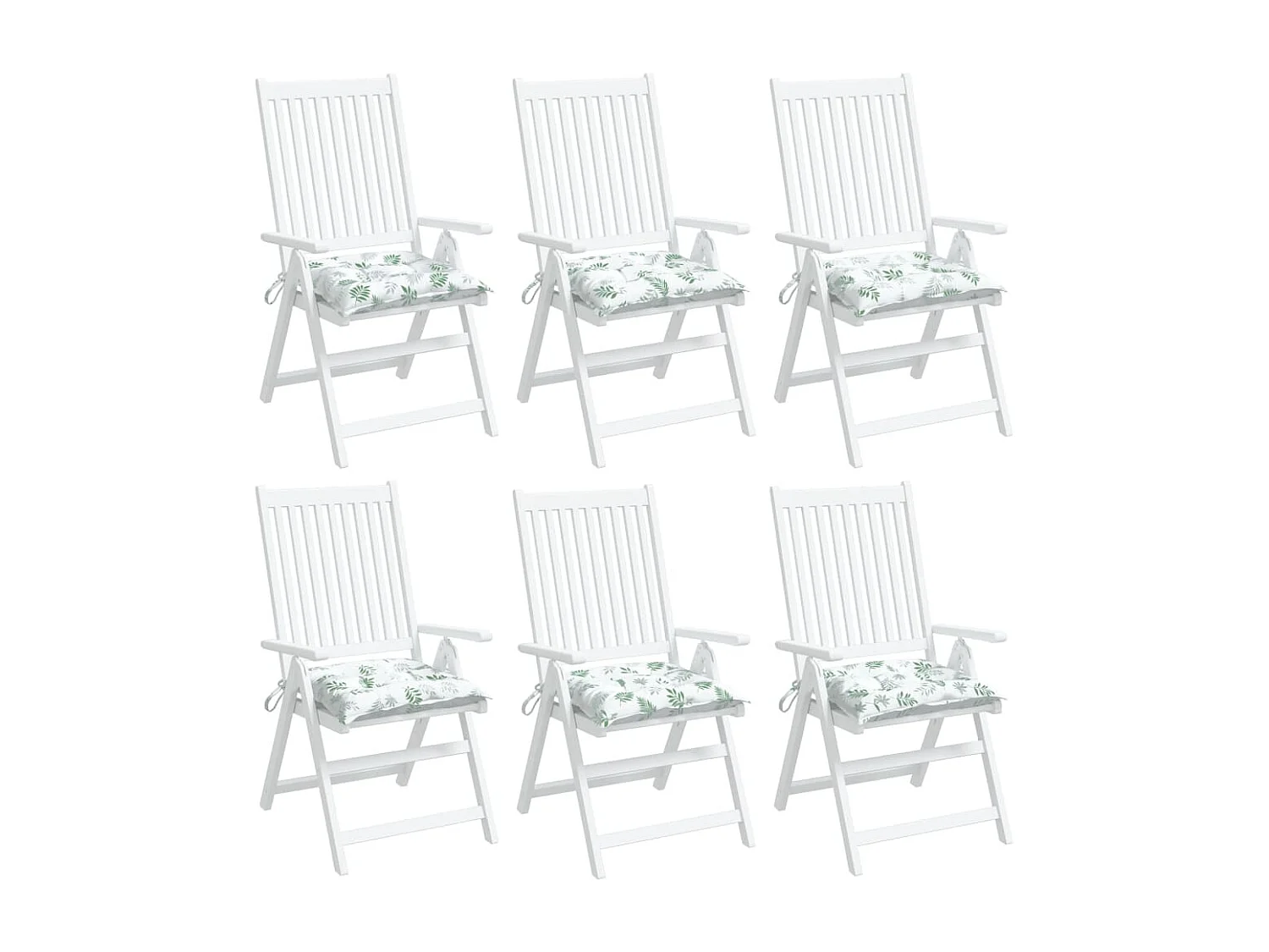 Stoelkussens 6 st 50x50x7 cm stof bladpatroon