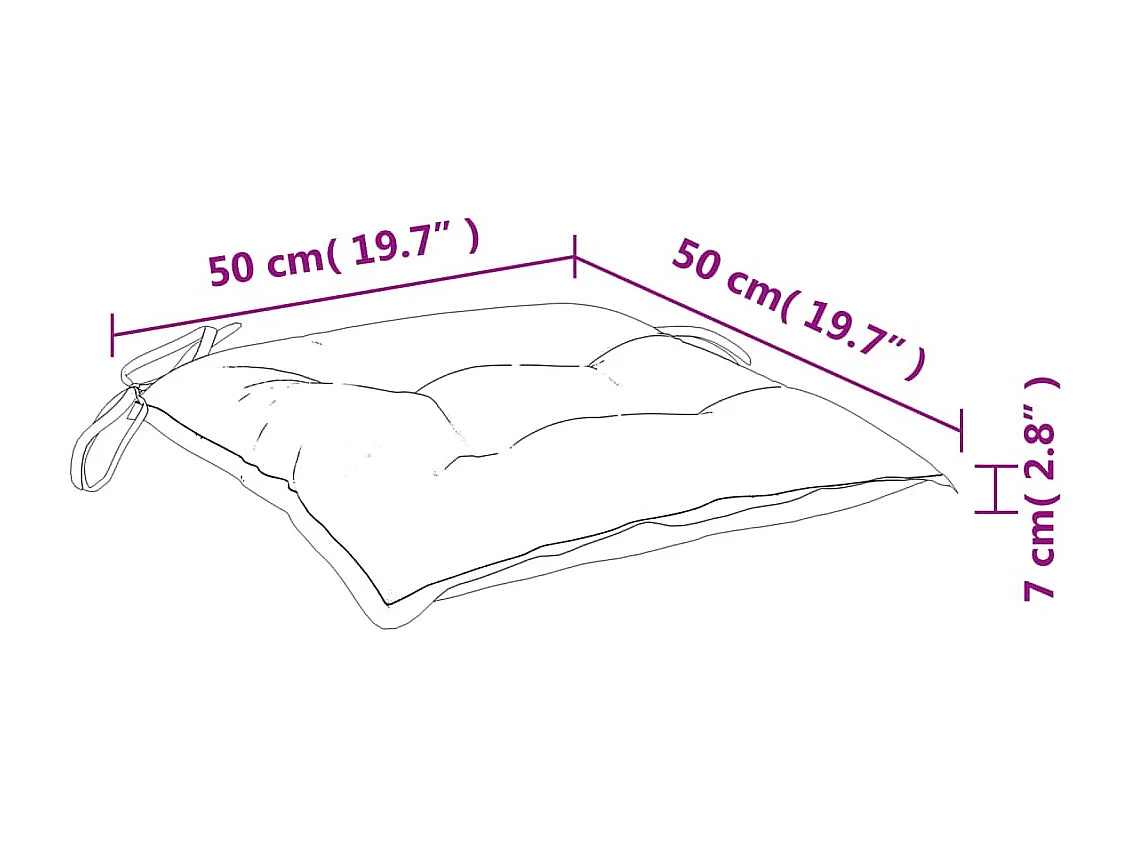 Stoelkussens 6 st 50x50x7 cm stof bladpatroon