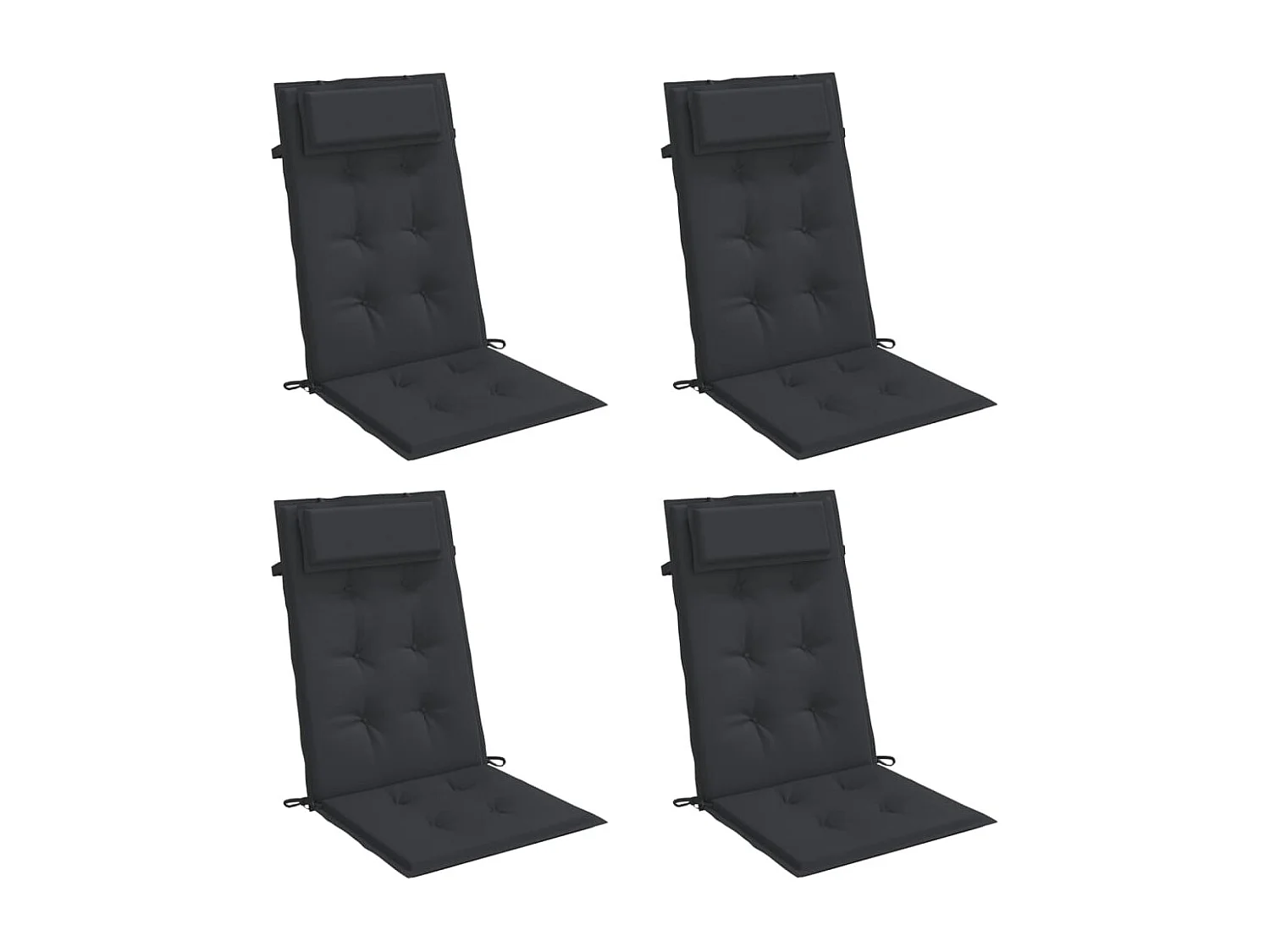 Coussins de chaise à dossier haut lot de 4 noir tissu oxford