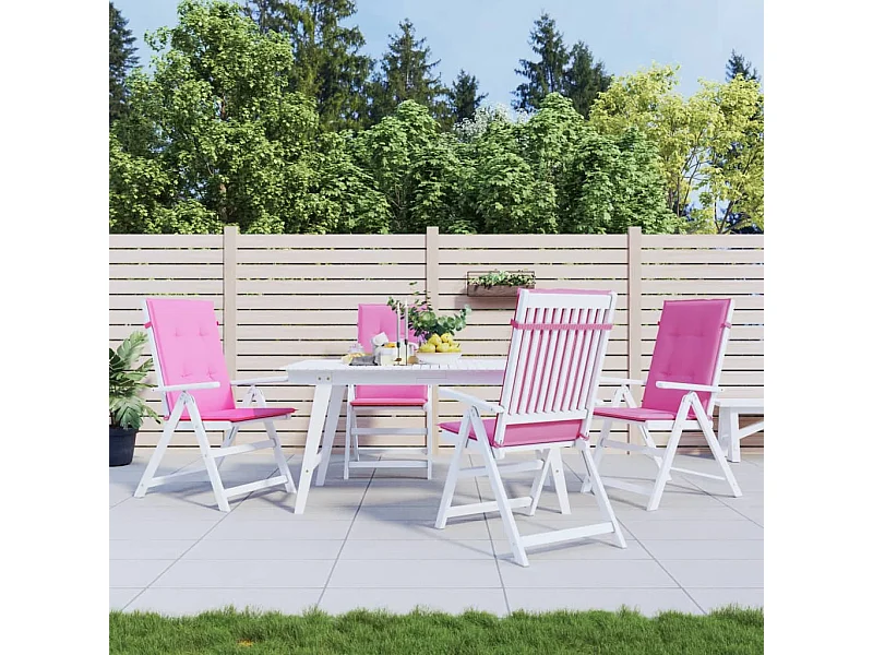 Coussins de chaise à dossier haut 4 pièces rose tissu