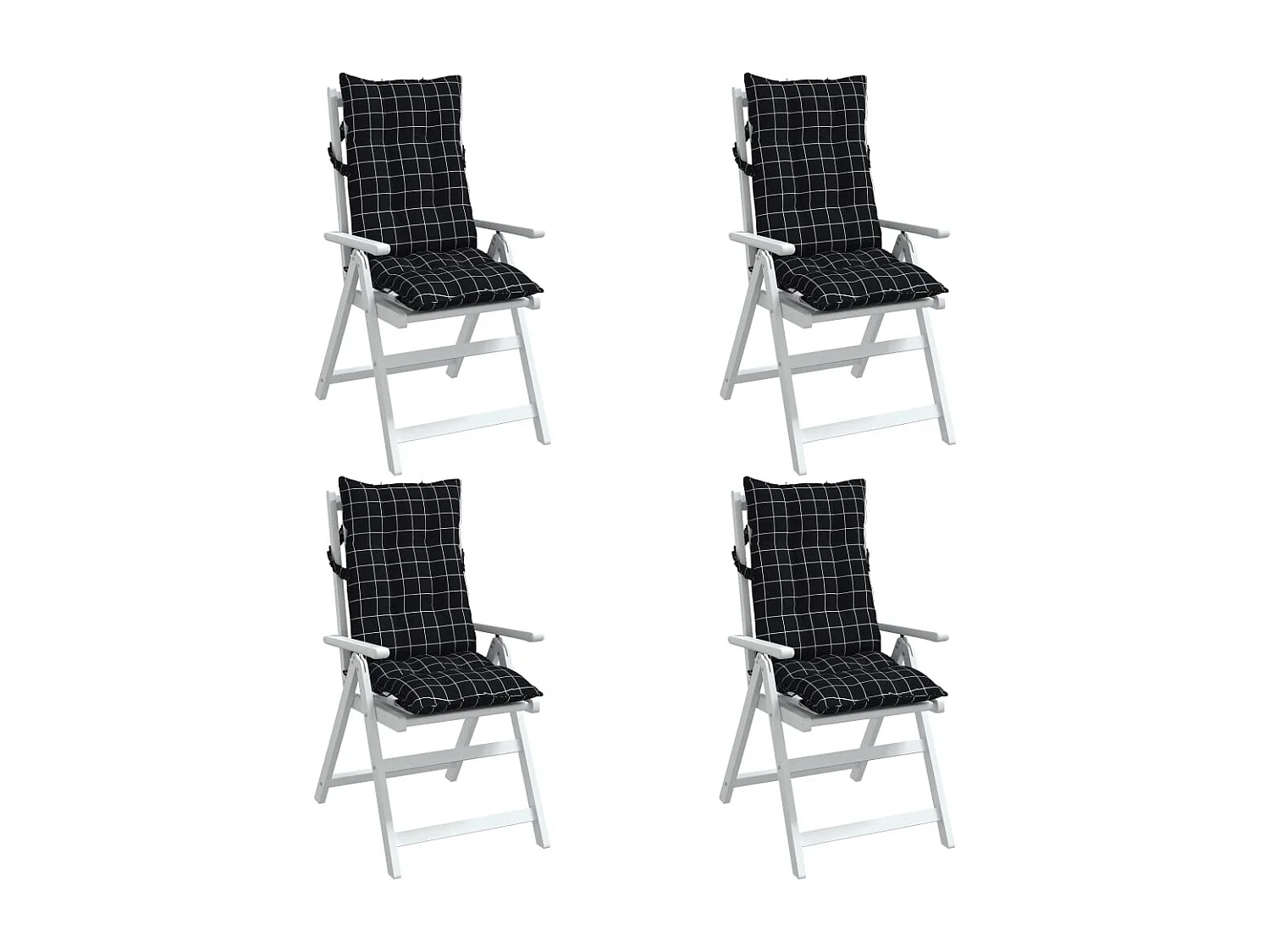 Coussins de chaise à dossier haut lot de 4 motif carreaux noir