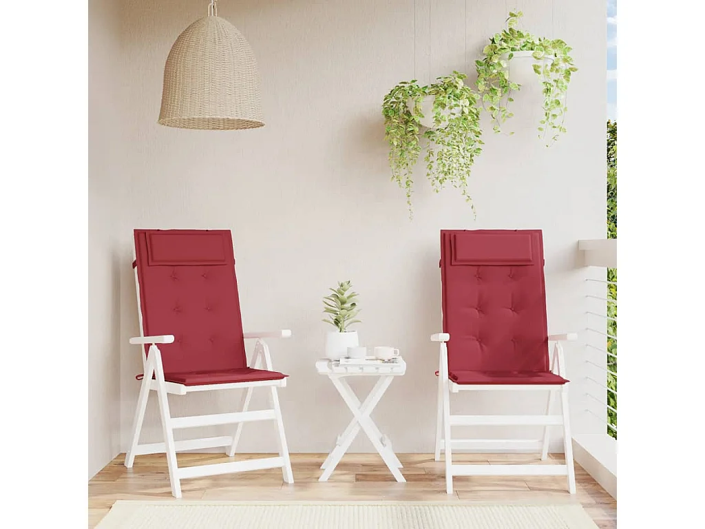 Coussins de chaise à dossier haut lot de 2 rouge bordeaux
