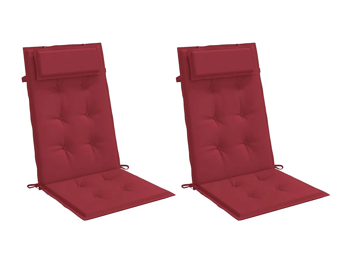 Coussins de chaise à dossier haut lot de 2 rouge bordeaux