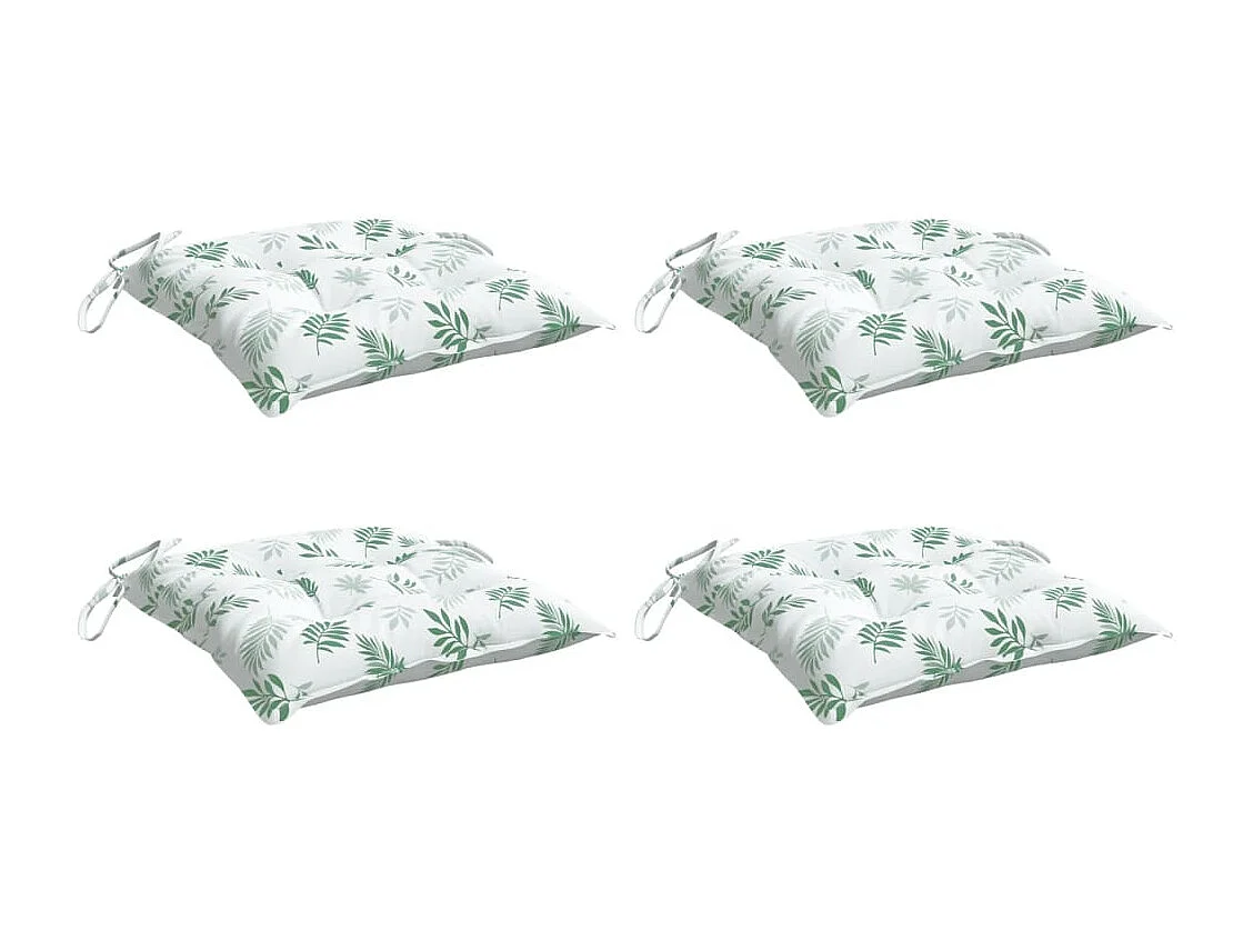 Coussins de chaise 4 pièces à motif de feuilles 40x40x7 cm tissu