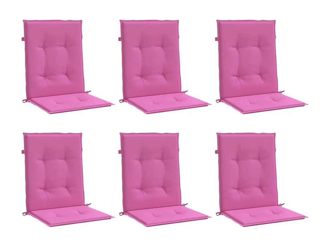 Coussins de chaise à dossier bas lot de 6 rose tissu