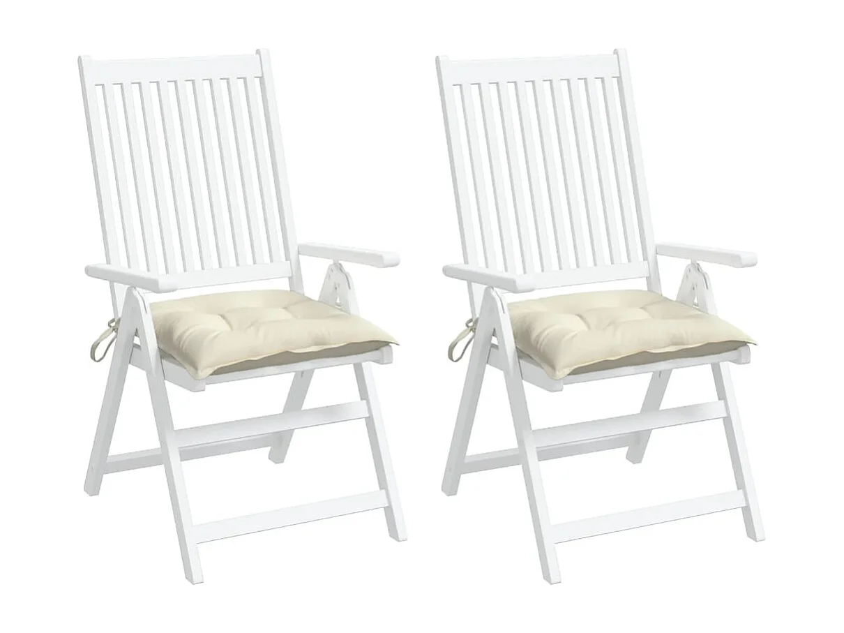 Coussins de chaise 2 pièces blanc crème 40x40x7 cm tissu oxford