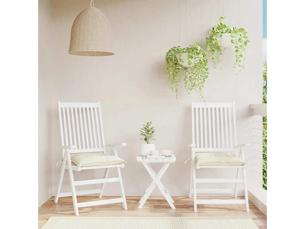 Coussins de chaise 2 pièces blanc crème 40x40x7 cm tissu oxford