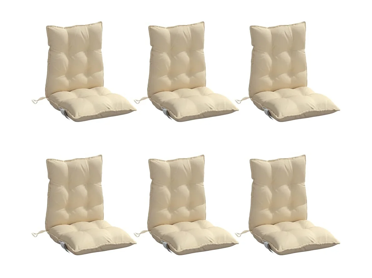 Coussins de chaise à dossier bas lot de 6 beige tissu oxford