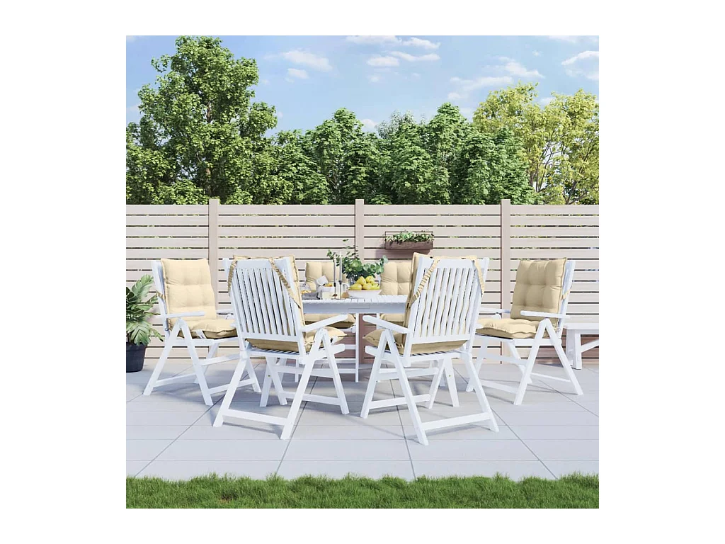 Coussins de chaise à dossier bas lot de 6 beige tissu oxford