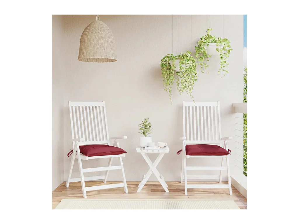 Coussins de chaise lot de 2 rouge bordeaux 40x40x7 cm