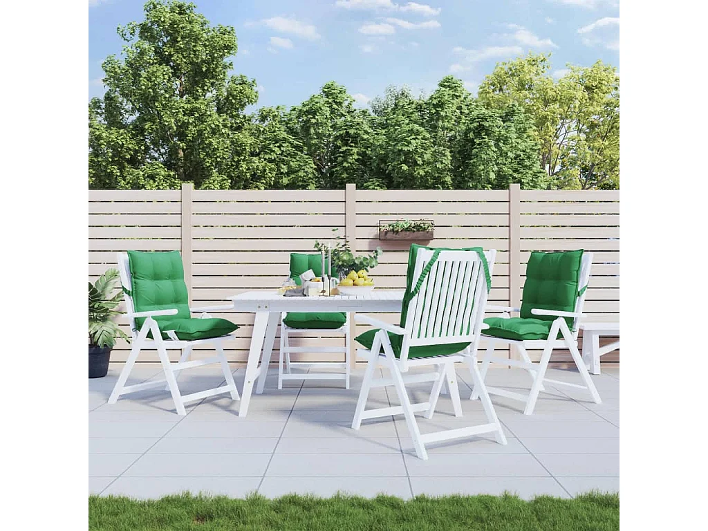 Coussins de chaise à dossier bas lot de 4 vert tissu oxford