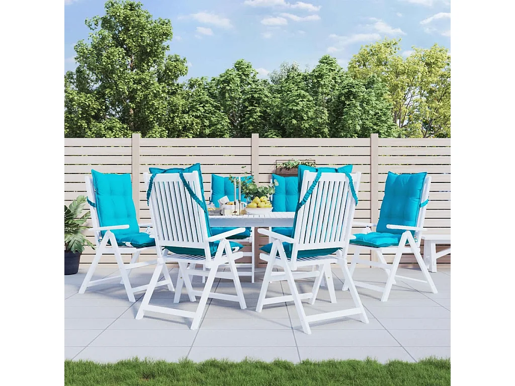 Coussins de chaise à dossier haut lot de 6 turquoise