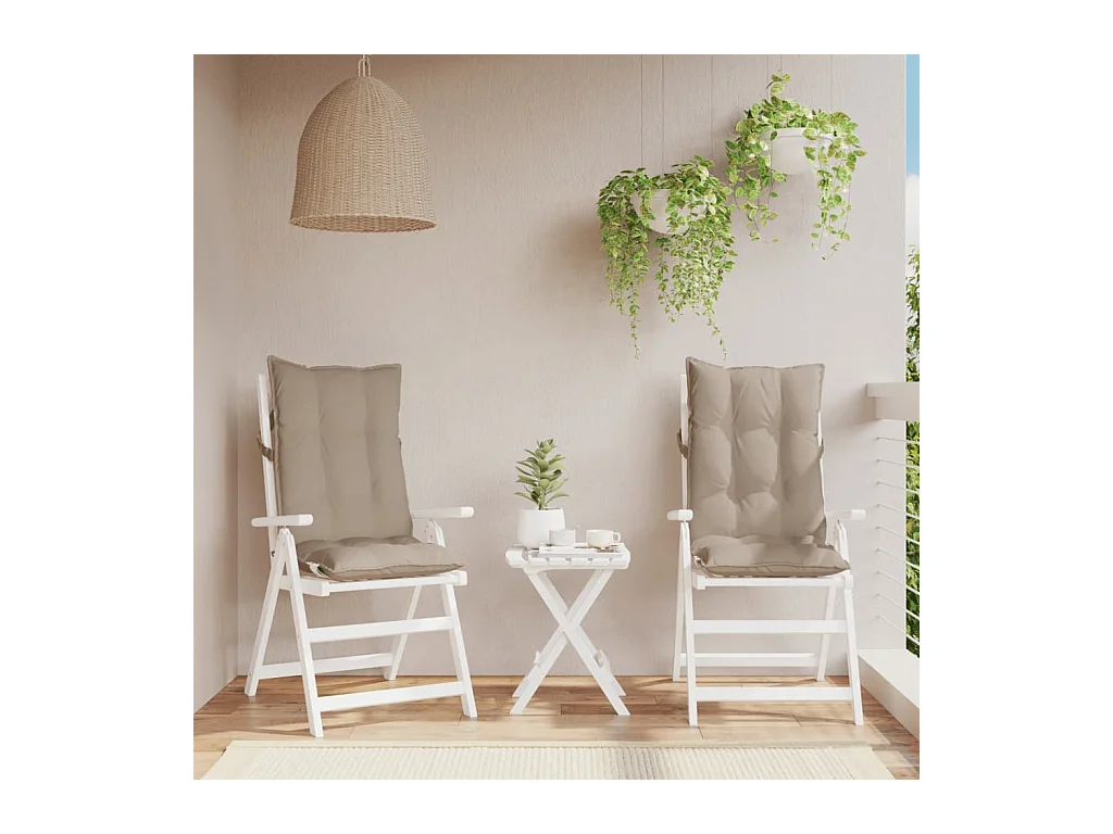 Coussins de chaise à dossier haut lot de 2 taupe tissu oxford