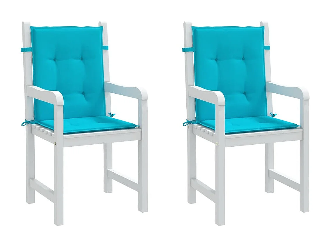 Coussins de chaise à dossier bas 2 pièces turquoise tissu