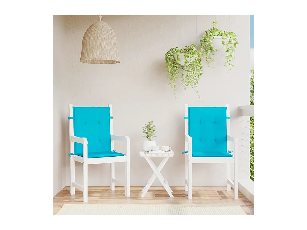 Coussins de chaise à dossier bas 2 pièces turquoise tissu