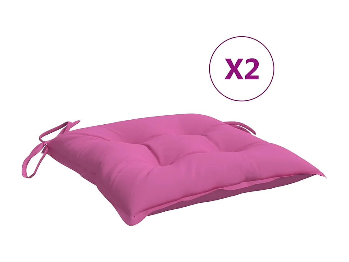 Stoelkussens 2 st 50x50x7 cm oxford stof roze