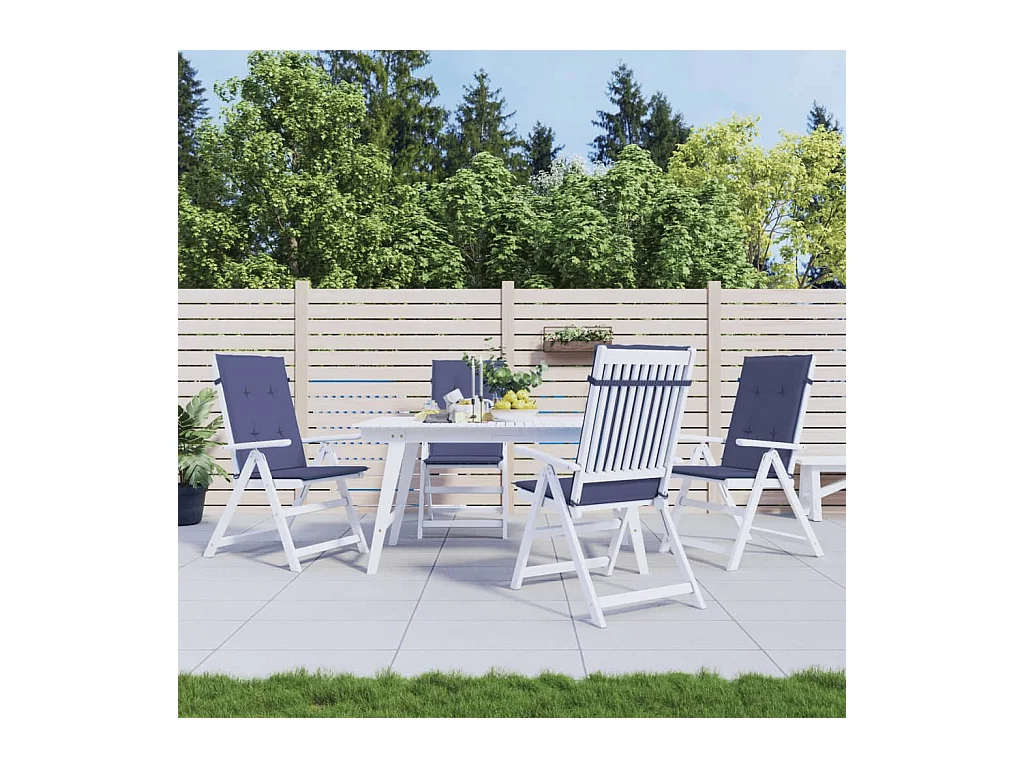 Coussins de chaise à dossier haut lot de 4 bleu marine tissu