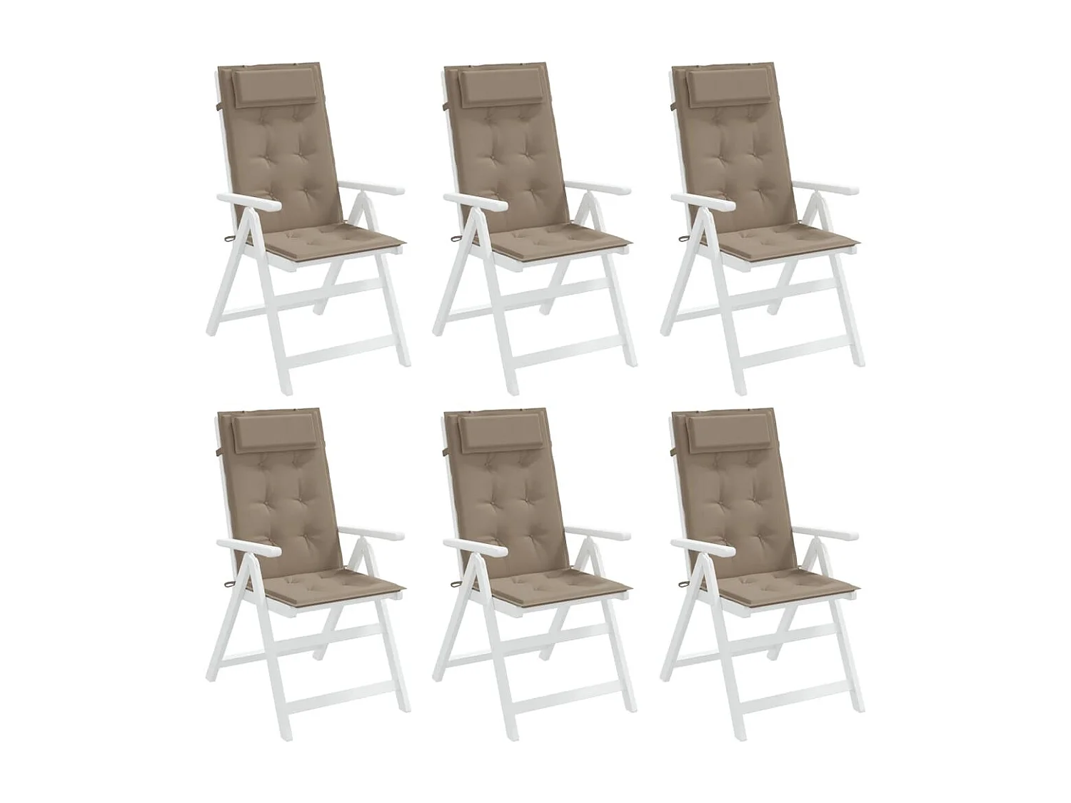 Coussins de chaise à dossier haut lot de 6 taupe tissu oxford