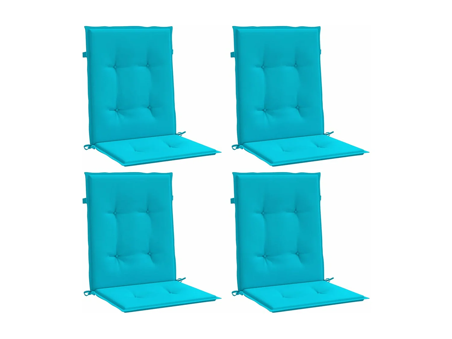 Coussins de chaise à dossier bas 4 pièces turquoise tissu