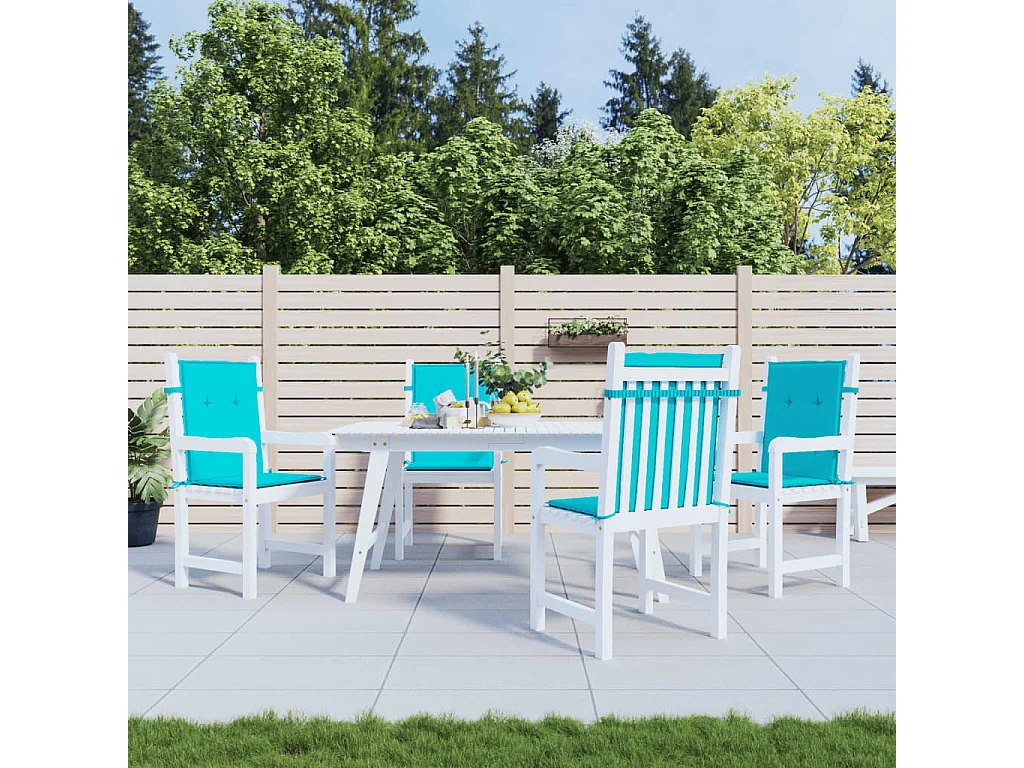 Coussins de chaise à dossier bas 4 pièces turquoise tissu