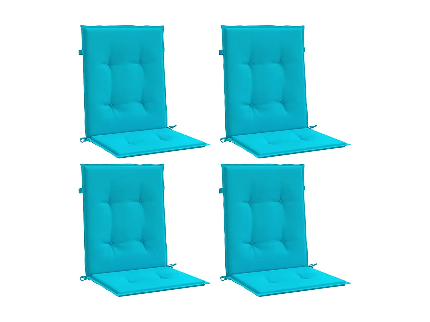 Coussins de chaise à dossier bas 4 pièces turquoise tissu