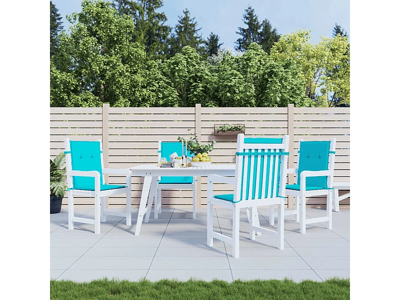 Coussins de chaise à dossier bas 4 pièces turquoise tissu