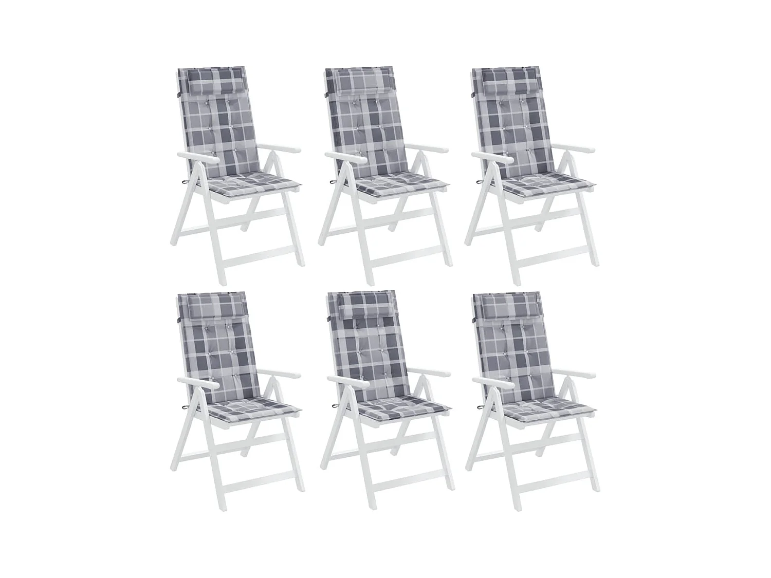 Cojines de silla respaldo alto 6 unidades tela Oxford a cuadros gris
