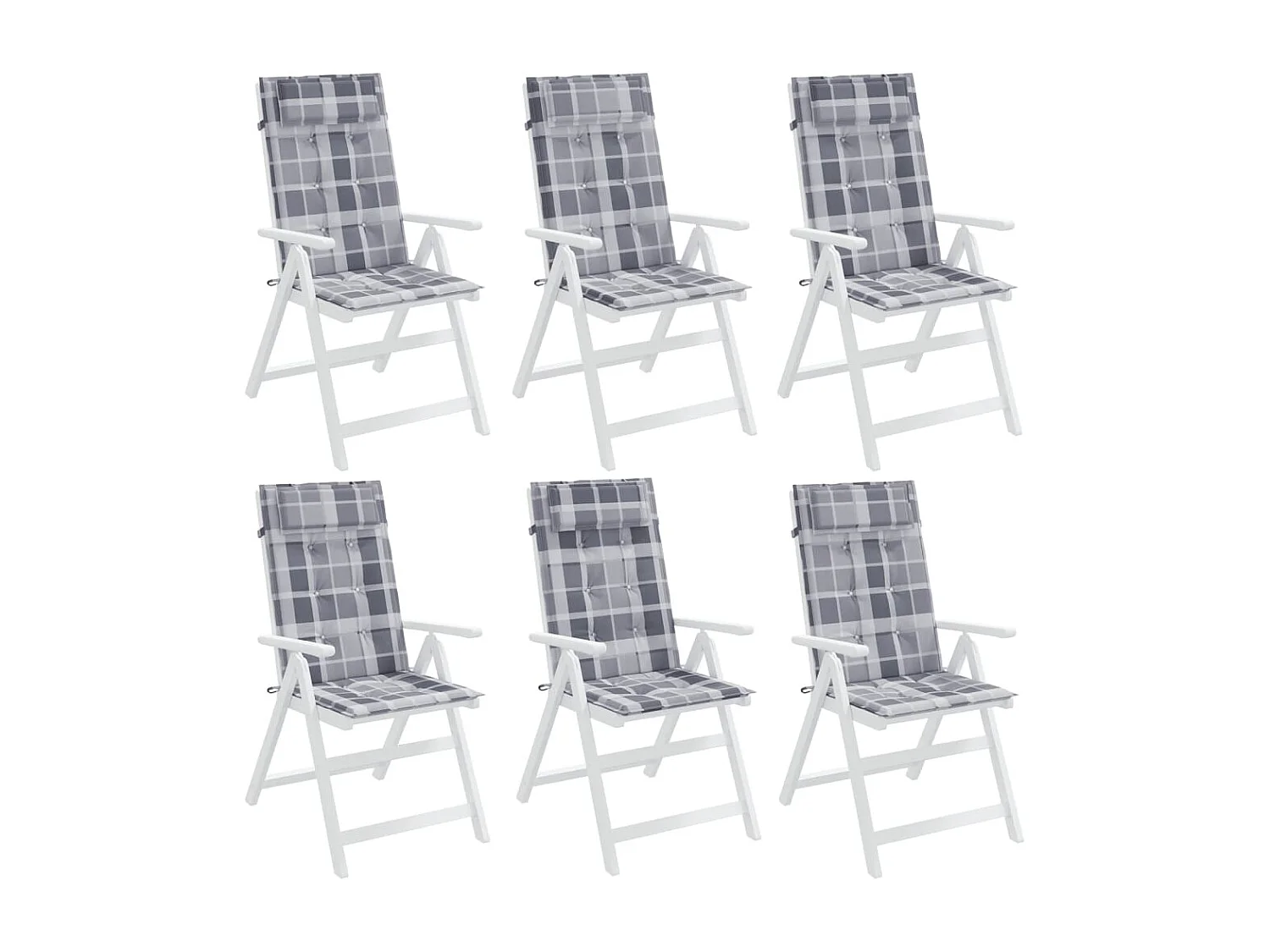 Almofadões cadeira encosto alto 6peças tecido oxford xadrez cinza