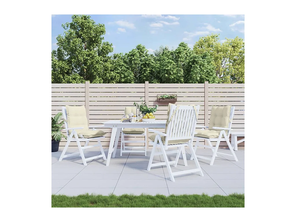 Coussins de chaise à dossier bas lot de 4 crème tissu oxford