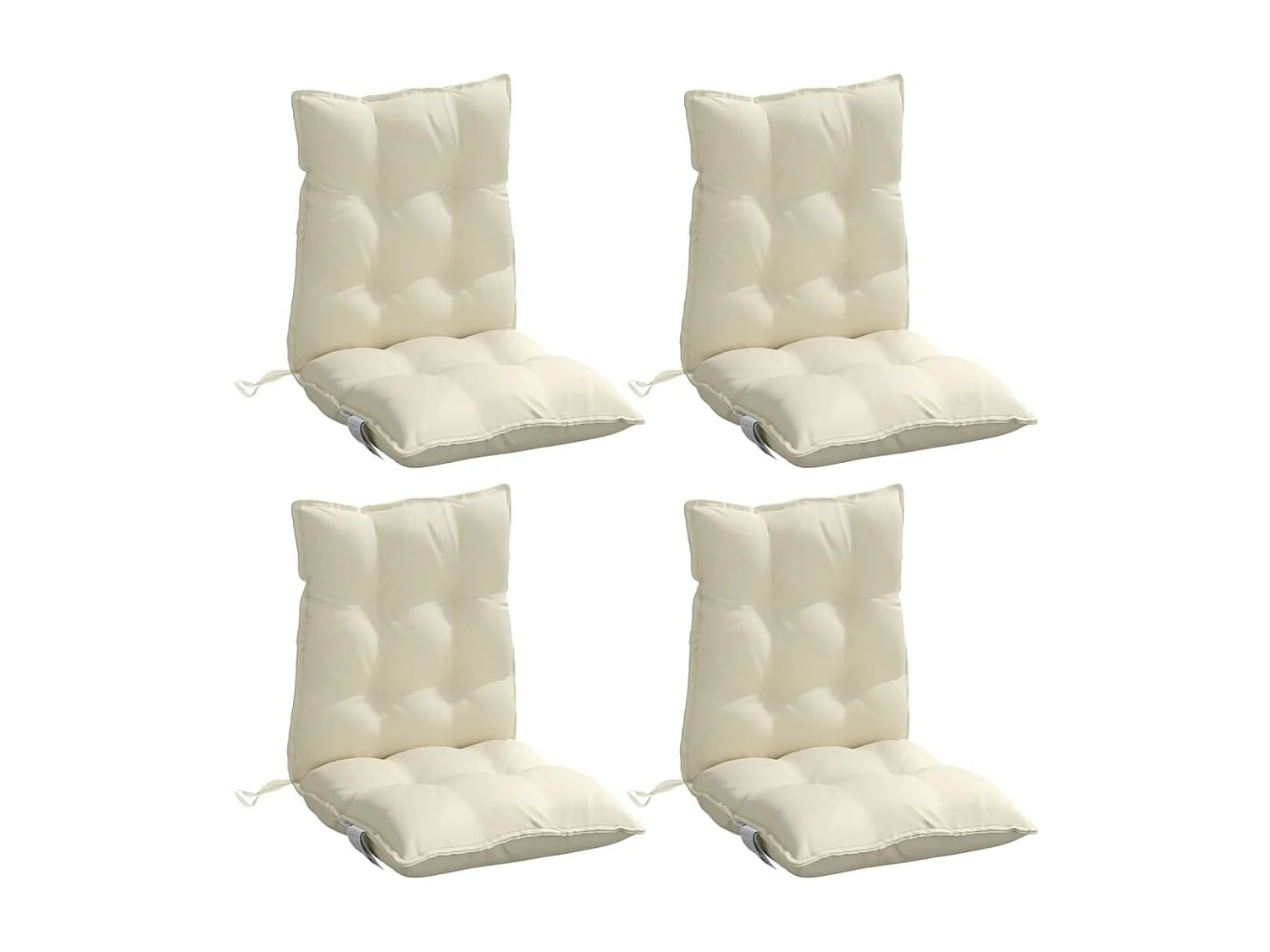 Coussins de chaise à dossier bas lot de 4 crème tissu oxford