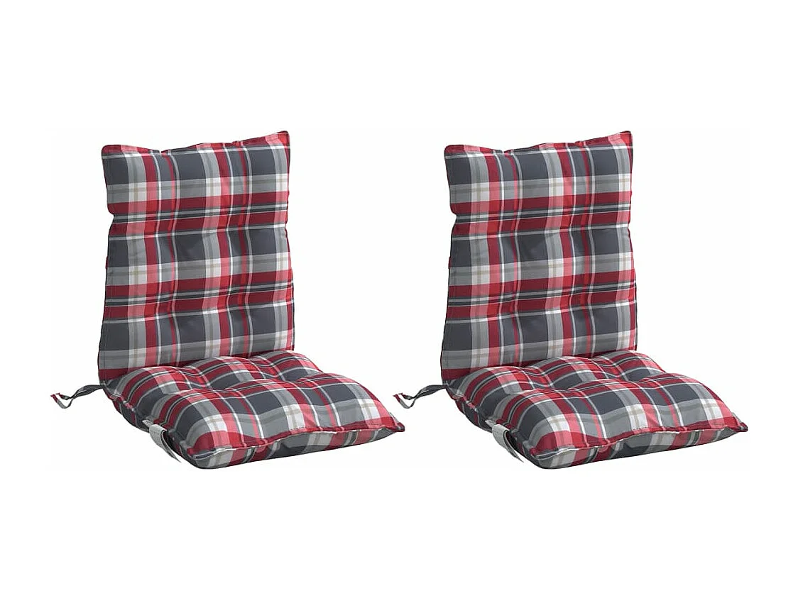 Coussins de chaise à dossier bas lot de 2 motif carreaux rouge