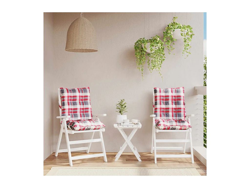 Coussins de chaise à dossier bas lot de 2 motif carreaux rouge