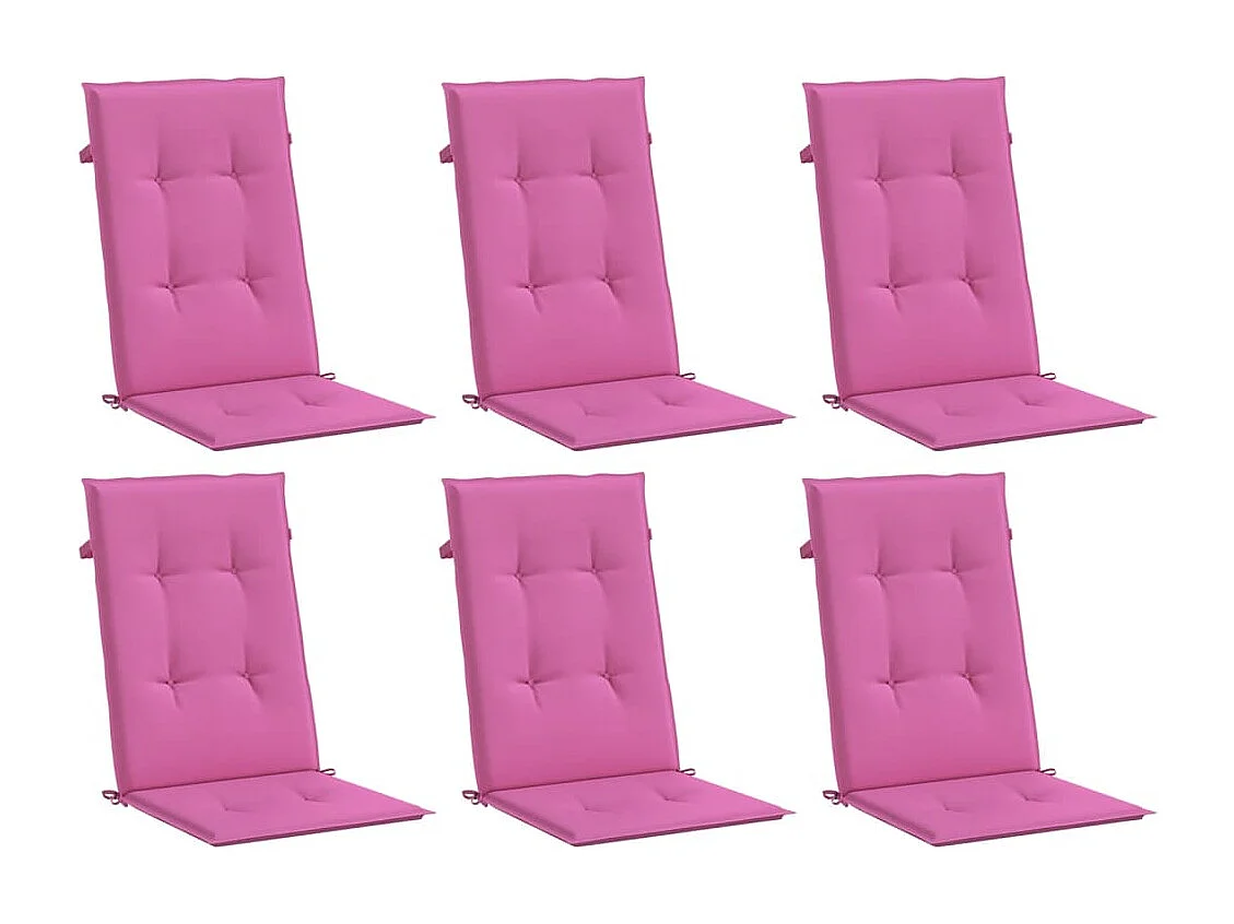 Coussins de chaise à dossier haut 6 pièces rose tissu