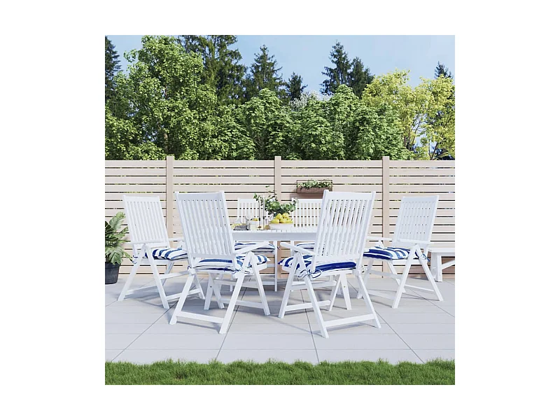 Coussins de chaise 6 pièces rayures bleues et blanches 50x50x7 cm