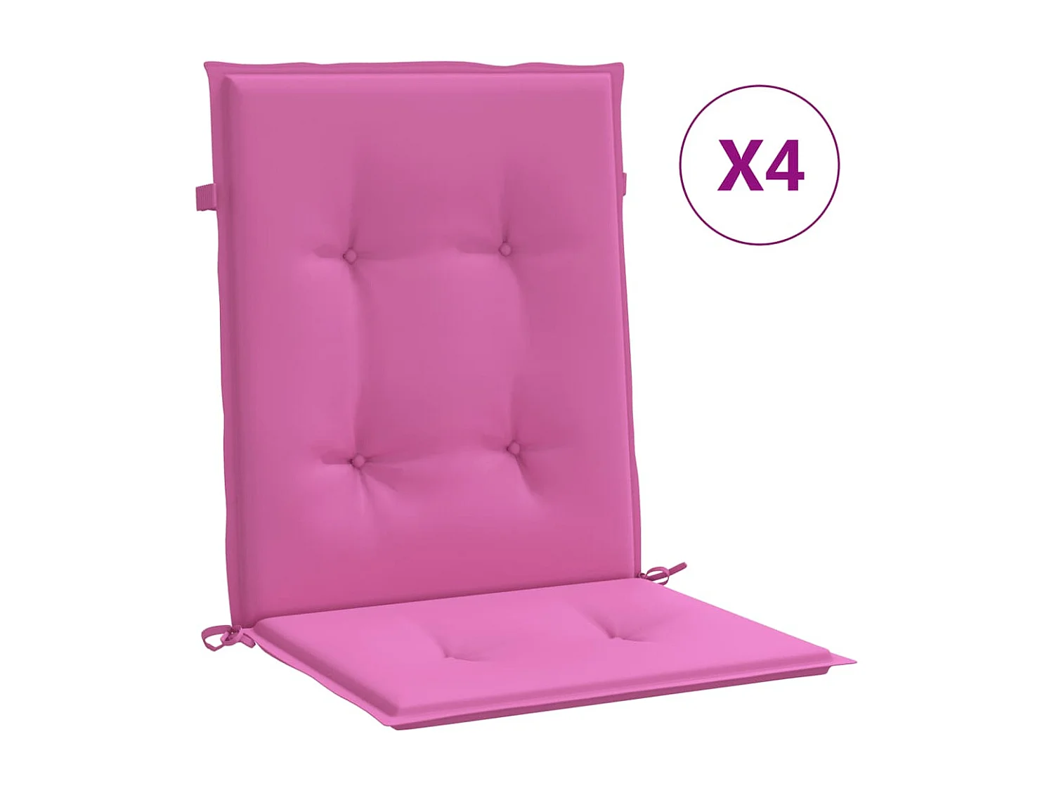 Coussins de chaise à dossier bas lot de 4 rose tissu