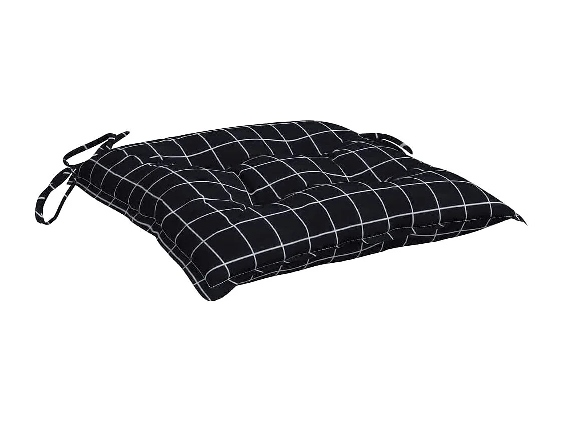 Coussins de chaise 6 pièces carreaux noir 40x40x7 cm tissu
