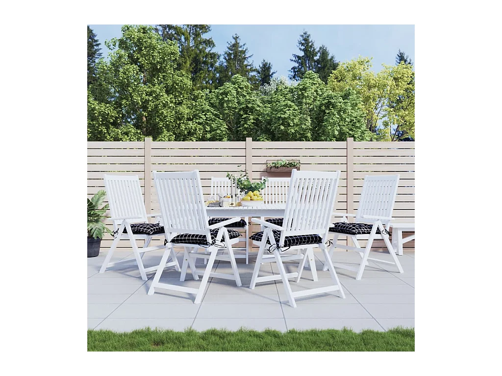 Coussins de chaise 6 pièces carreaux noir 40x40x7 cm tissu