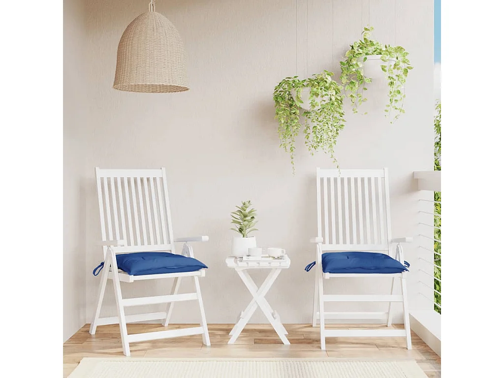 Coussins de chaise lot de 2 bleu 40x40x7 cm tissu oxford