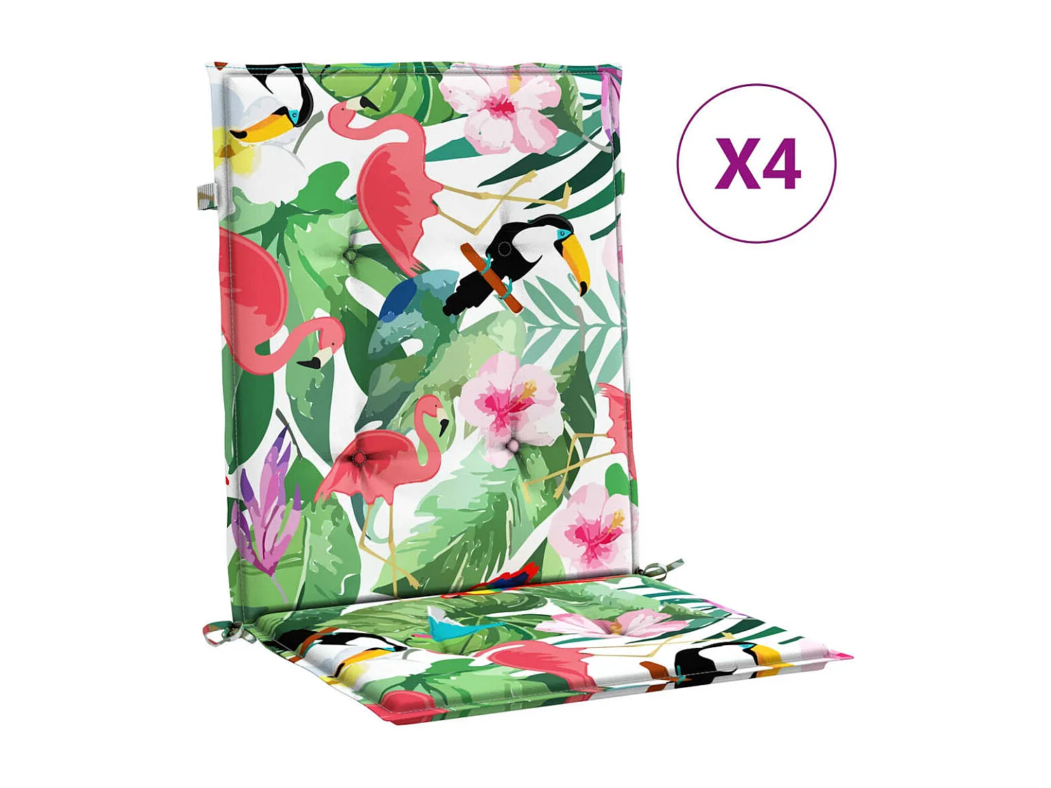 Cojines para silla con respaldo bajo 4 unidades tela multicolor