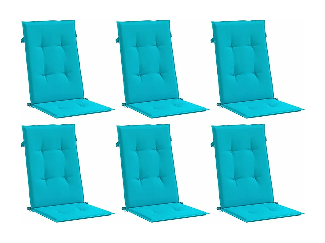 Coussins de chaise à dossier haut 6 pièces turquoise tissu