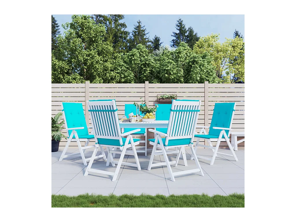 Coussins de chaise à dossier haut 6 pièces turquoise tissu