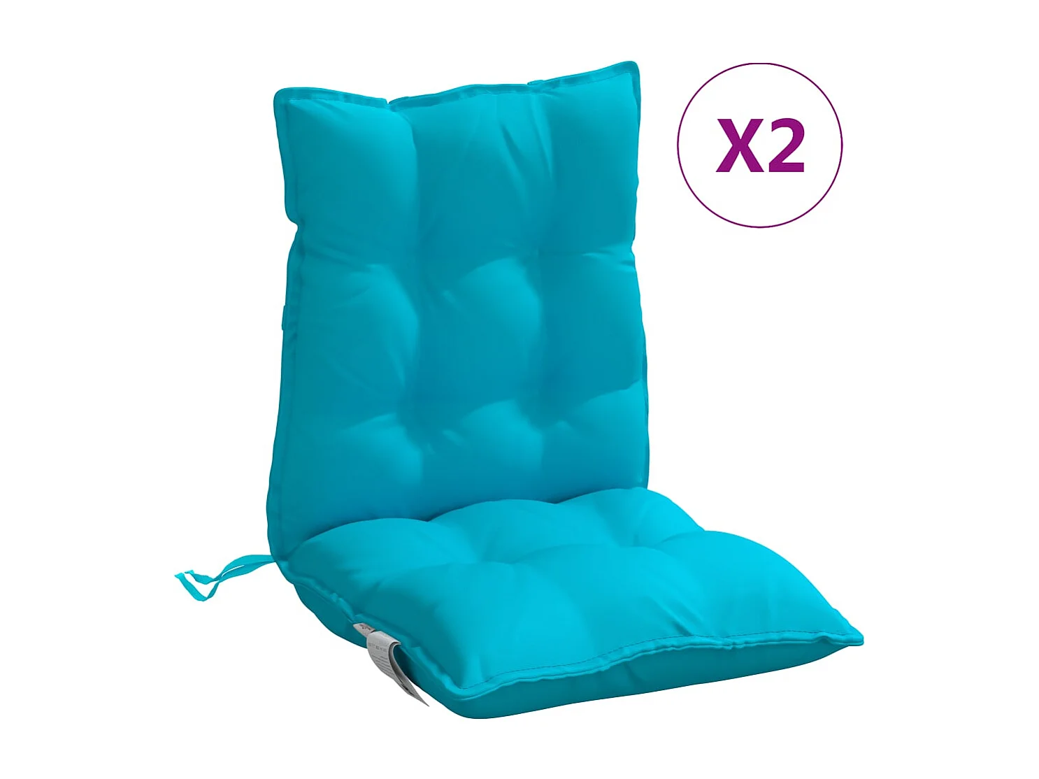 Coussins de chaise à dossier bas lot de 2 turquoise