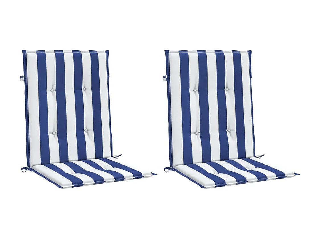 Coussins de chaise à dossier bas lot de 2 rayures bleu et blanc