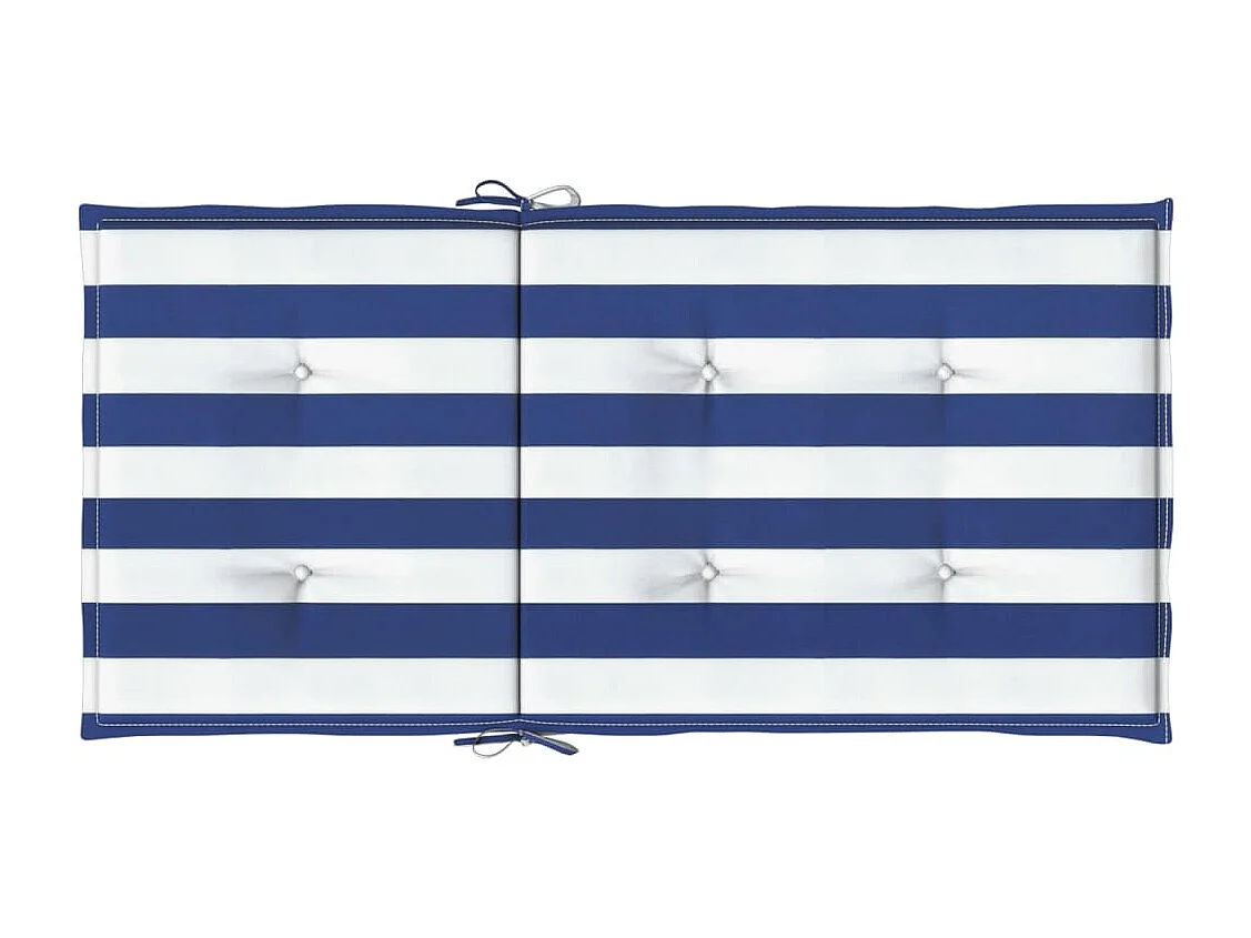 Cojines silla de respaldo bajo 2 unidades tela a rayas azul y blanco