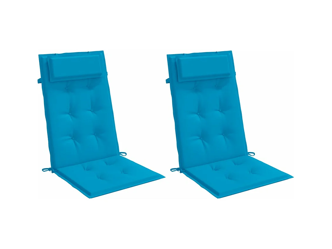 Coussins de chaise à dossier haut lot de 2 bleu clair