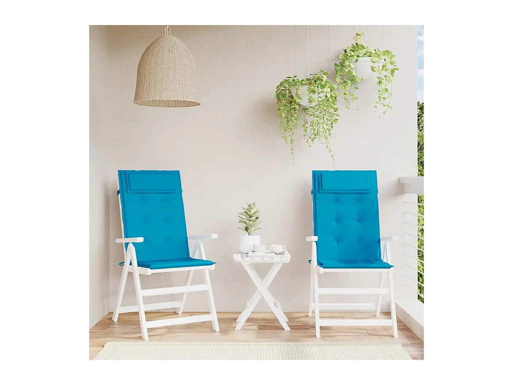 Coussins de chaise à dossier haut lot de 2 bleu clair